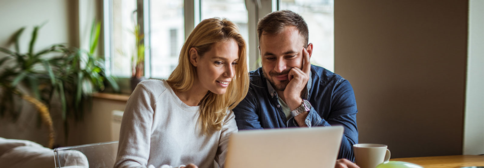 Couple looking at computer