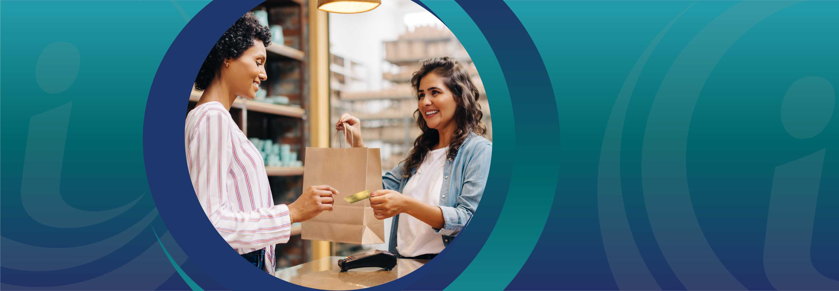 two women exchanging money for product.